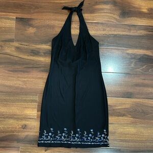 Vintage 90’s Halter Dress with Embroidered Details